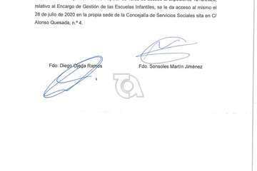 La concejala del PP, Sonsoles Martín, firma la recepción del expediente el 28 de julio de 2020/TA.